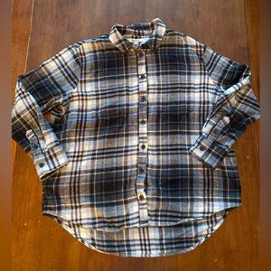 Madewell Flannel Shirt Womens Size Medium Button Up Green/Blue Plaid Long Sleeve